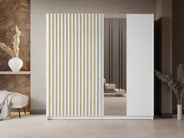 Veylan Garderobeskap med speil 201x199 cm - hvit - Oppbevaring - Garderober & garderobesystem