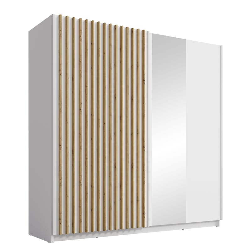 Veylan Garderobeskap med speil 201x199 cm, hvit