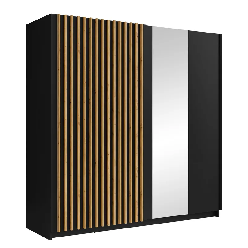 Veylan Garderobeskap med speil 201x199 cm - svart - Oppbevaring - Garderober & garderobesystem