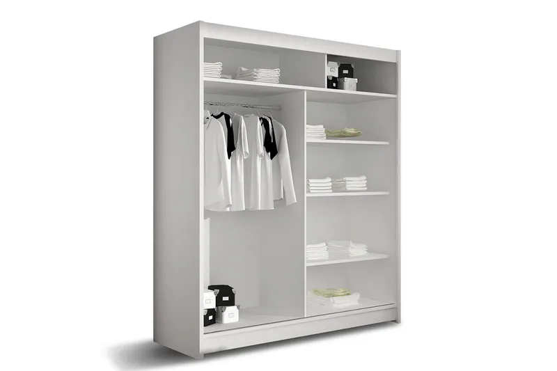 Westa Garderobeskap 150 cm i Tre med Glassdør - Hvit - Oppbevaring - Garderober & garderobesystem