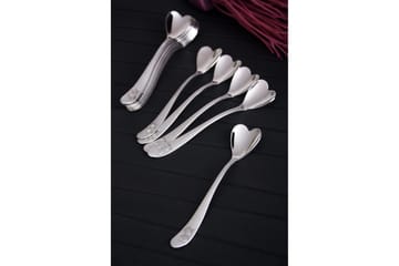 Kosova Skje 12-pk 11 cm Hjerteform Rustfritt Stål - Metallic - Servering & borddekking - Bestikk - Bestikksett