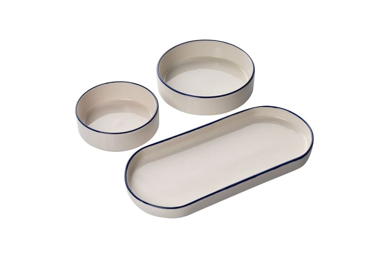 Frokostsett (14 deler) Opviq Cleo Shelf (32 x 29 x 30 cm) Blå Hvit - blå og hvit - Servering & borddekking - Brikker & tallerkener - Serveringsfat