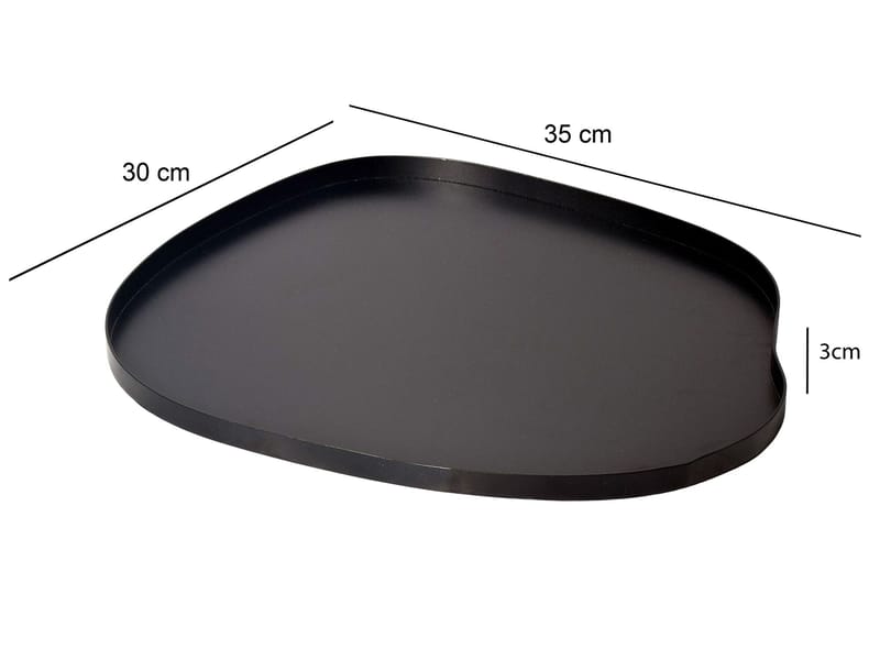 Ralven dekorasjonsfat 35 cm i metall med organisk design - matt svart - Servering & borddekking - Brikker & tallerkener - Serveringsbrett & serveringsfat