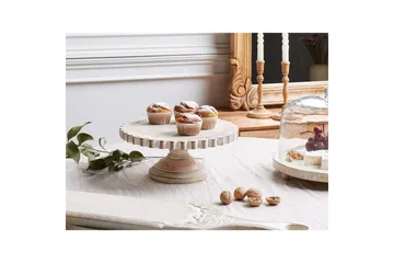 Tårtfat Beliani Memfis Light colored wood||White - Servering & borddekking - Brikker & tallerkener - Serveringsbrett & serveringsfat