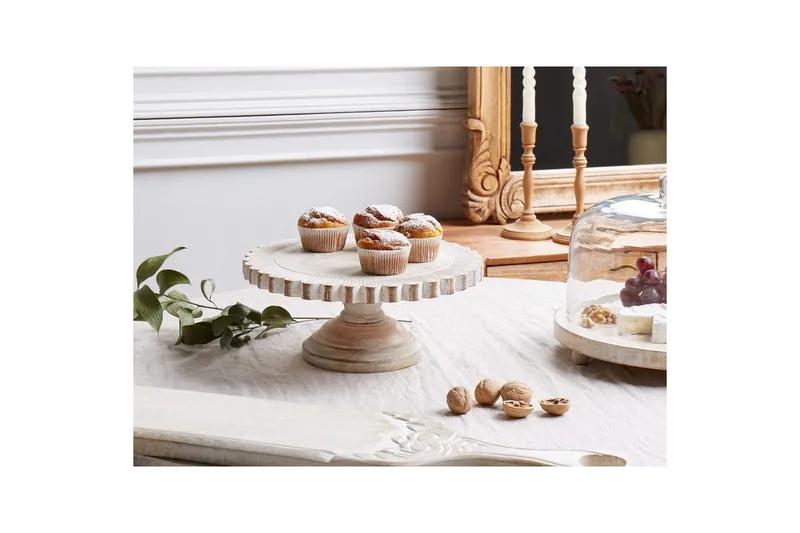 Tårtfat Beliani Memfis Light colored wood||White - Servering & borddekking - Brikker & tallerkener - Serveringsbrett & serveringsfat