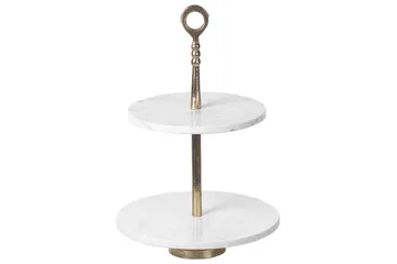 Tårtfat Beliani Tarum White||GOLD - Servering & borddekking - Brikker & tallerkener - Serveringsbrett & serveringsfat