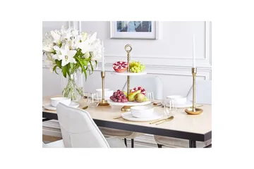 Tårtfat Beliani Tarum White||GOLD - Servering & borddekking - Brikker & tallerkener - Serveringsbrett & serveringsfat