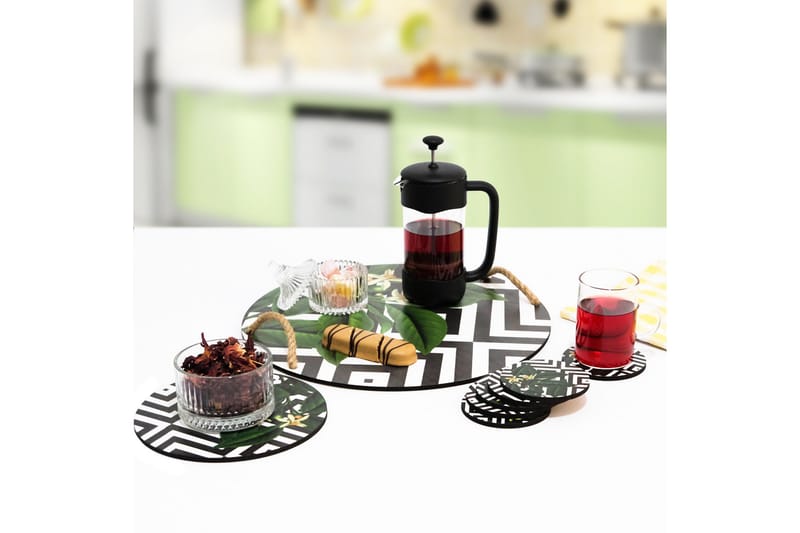 Trebrett & glassunderlegg 8-pk - Flerfarget - Servering & borddekking - Brikker & tallerkener - Serveringsbrett & serveringsfat