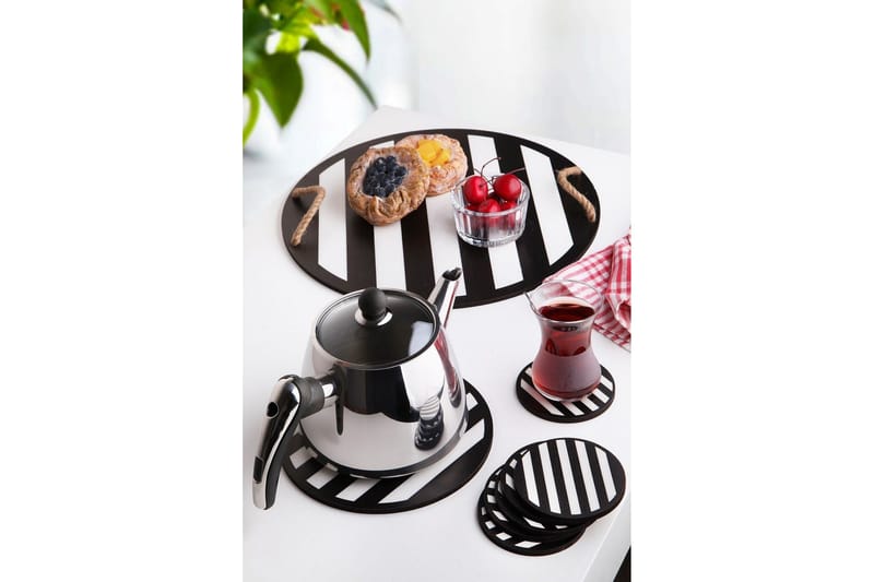 Trebrett & Glassunderlegg 8-pk - Svart/Hvit - Servering & borddekking - Brikker & tallerkener - Serveringsbrett & serveringsfat
