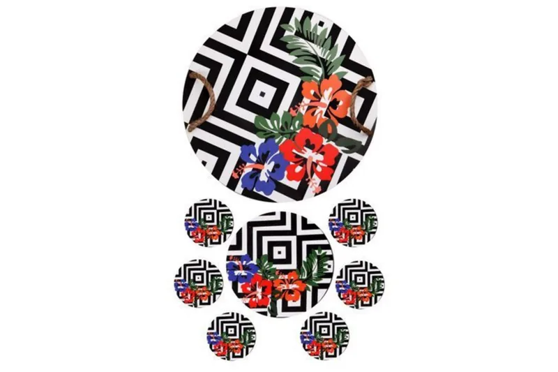 Trebrett og underlegg 8- pk, Flerfarget