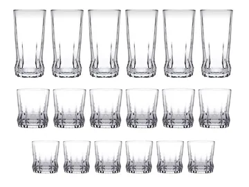 Glassett (18 deler) Opviq Gaia (7 x 7 x 14 cm) Transparent - Transparent - Servering & borddekking - Glass - Highballglass & Longdrinkglass