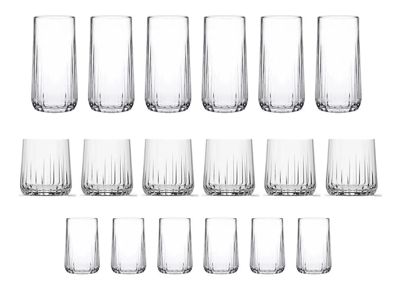 Glassett (18 deler) Opviq Nova (17 x 32 x 32 cm) Transparent - Transparent - Servering & borddekking - Glass - Highballglass & Longdrinkglass