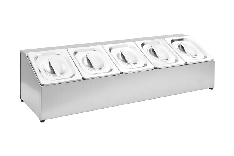 GN-beholder med 5 GN 1/6 beholdere rustfritt stål -   - Kasseroll