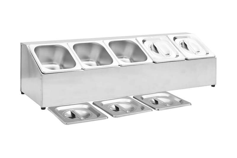 GN-beholder med 5 GN 1/6 beholdere rustfritt stål -   - Kasseroll