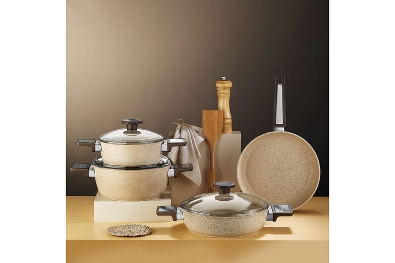Pottesett (7 deler) Lenor 10 Svart - Svart - Servering & borddekking - Gryter & kasseroller - Stekepanner