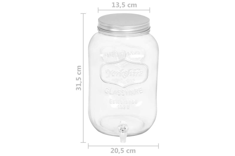 Drikkedispenser 8050 ml glass - Gjennomsiktig - Drikkedispenser