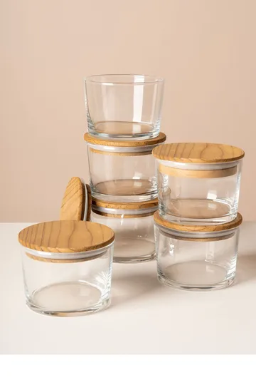 Oppbevaringsbokssett (12 deler) Opviq Cleo-hylle (8 x 8 x 5 cm) Transparent Safir Eik - Transparent Sapphire Oak - Servering & borddekking - Karaffler og mugger - Glassflaske