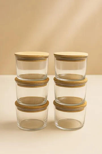 Oppbevaringsbokssett (12 deler) Opviq Cleo Shelf (8 x 8 x 5 cm) Transparent eik - Transparent eik - Servering & borddekking - Karaffler og mugger - Glassflaske