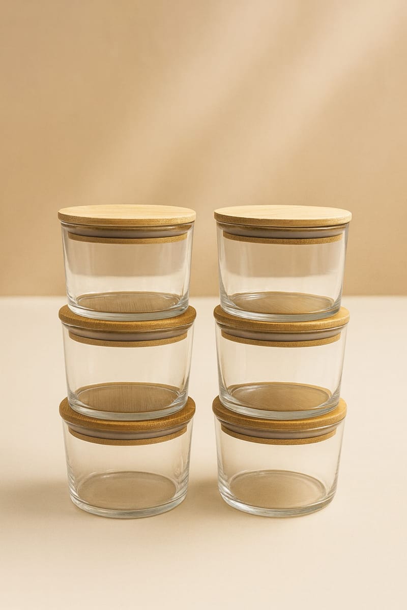 Oppbevaringsbokssett (12 deler) Opviq Cleo Shelf (8 x 8 x 5 cm) Transparent eik - Transparent eik - Servering & borddekking - Karaffler og mugger - Glassflaske