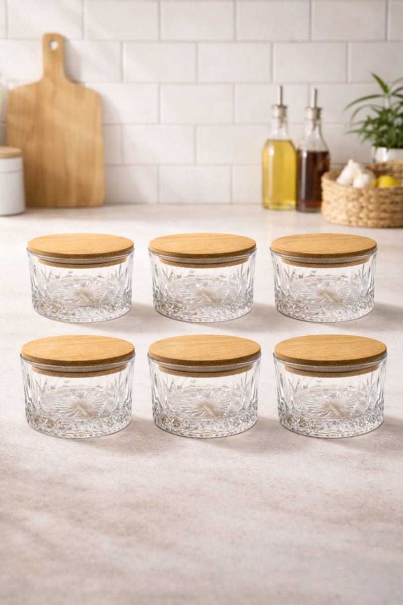 Oppbevaringsbokssett (6 deler) Opviq Cleo hylle (10 x 10 x 6 cm) transparent - Transparent - Servering & borddekking - Karaffler og mugger - Glassflaske