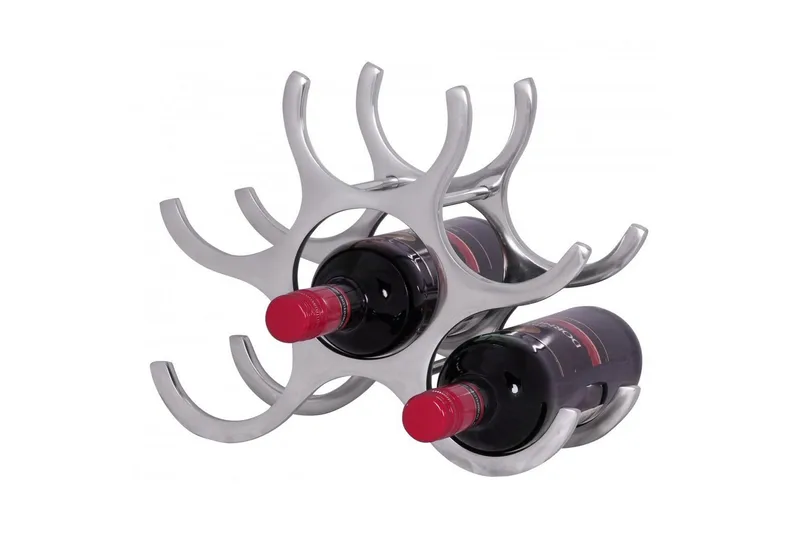 Vinstativ Wohnling Aluminiumstøp Håndpolert Plass til 6 Flasker Modern Loft