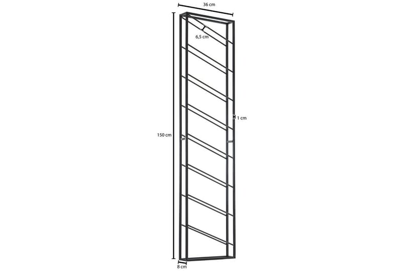 Vinstativ Wohnling veggmontert, plass til 8 flasker, pulverlakkert metall, industriell loftstil Svart - Svart - Servering & borddekking - Karaffler og mugger - Glassflaske