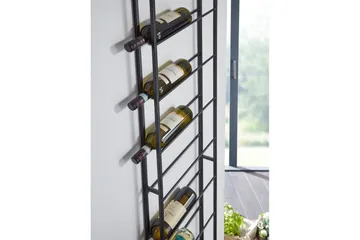 Vinstativ Wohnling veggmontert, plass til 8 flasker, pulverlakkert metall, industriell loftstil Svart - Svart - Servering & borddekking - Karaffler og mugger - Glassflaske