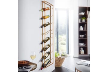 Vinstativ Wohnling veggmontert, plass til 8 flasker, pulverlakkert metall, industriell loftstil Gull - Gull - Servering & borddekking - Karaffler og mugger - Glassflaske