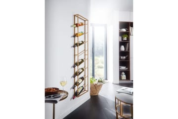 Vinstativ Wohnling veggmontert, plass til 8 flasker, pulverlakkert metall, industriell loftstil Gull - Gull - Servering & borddekking - Karaffler og mugger - Glassflaske