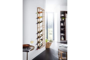 Vinstativ Wohnling veggmontert, plass til 8 flasker, pulverlakkert metall, industriell loftstil Gull - Gull - Oppbevaring - Hylle - Oppbevaringshylle - Vinstativ & vinhylle