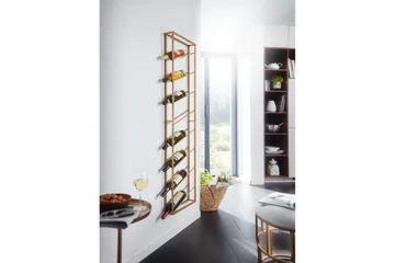 Vinstativ Wohnling veggmontert, plass til 8 flasker, pulverlakkert metall, industriell loftstil Gull - Gull - Oppbevaring - Hylle - Oppbevaringshylle - Vinstativ & vinhylle