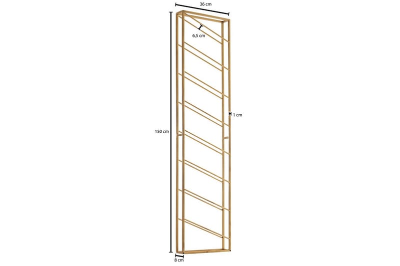 Vinstativ Wohnling veggmontert, plass til 8 flasker, pulverlakkert metall, industriell loftstil Gull - Gull - Oppbevaring - Hylle - Oppbevaringshylle - Vinstativ & vinhylle