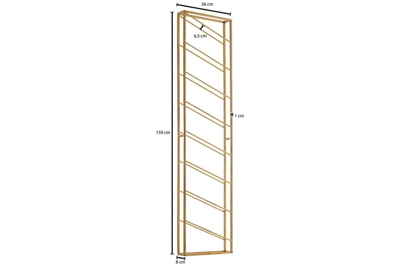 Vinstativ Wohnling veggmontert, plass til 8 flasker, pulverlakkert metall, industriell loftstil Gull - Gull - Oppbevaring - Hylle - Oppbevaringshylle - Vinstativ & vinhylle
