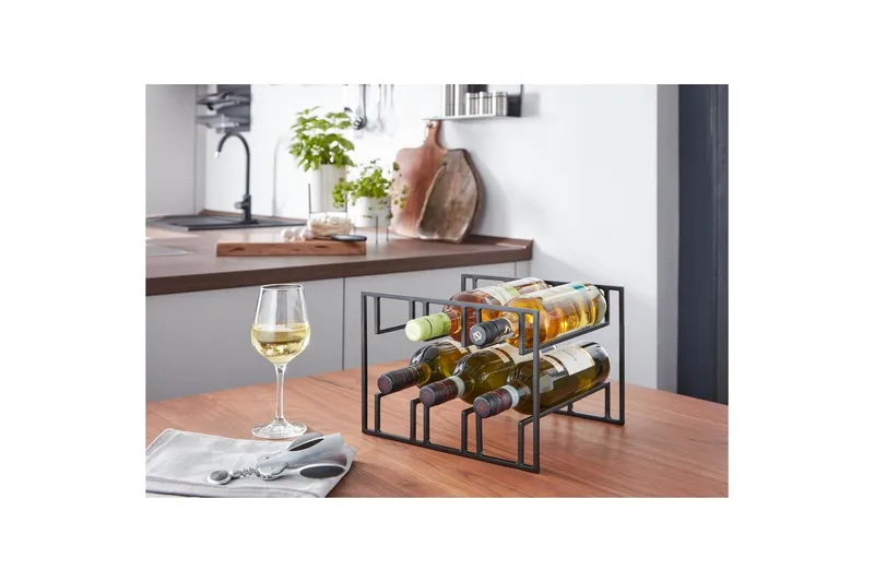 Vinstativ Wohnling Pulverlakkert metall plass til 6 flasker moderne - Oppbevaring - Hylle - Oppbevaringshylle - Vinstativ & vinhylle