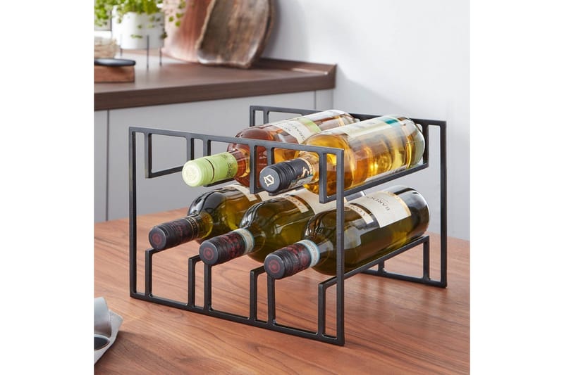 Vinstativ Wohnling Pulverlakkert metall plass til 6 flasker moderne - Oppbevaring - Hylle - Oppbevaringshylle - Vinstativ & vinhylle