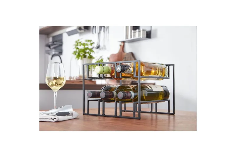 Vinstativ Wohnling Pulverlakkert metall plass til 6 flasker moderne - Oppbevaring - Hylle - Oppbevaringshylle - Vinstativ & vinhylle