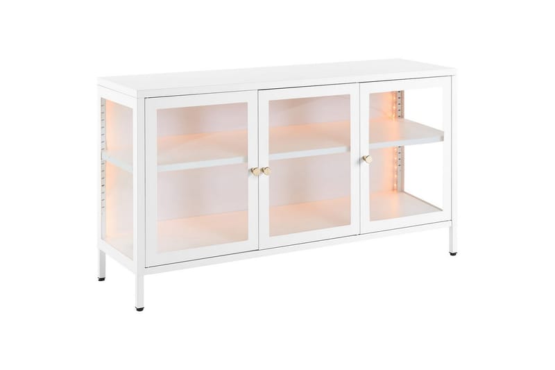 Vitrineskap med LED Newport Hvit - Hvit - Servering & borddekking - Karaffler og mugger - Glassflaske