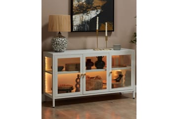 Vitrineskap med LED Newport Hvit - Hvit - Servering & borddekking - Karaffler og mugger - Glassflaske