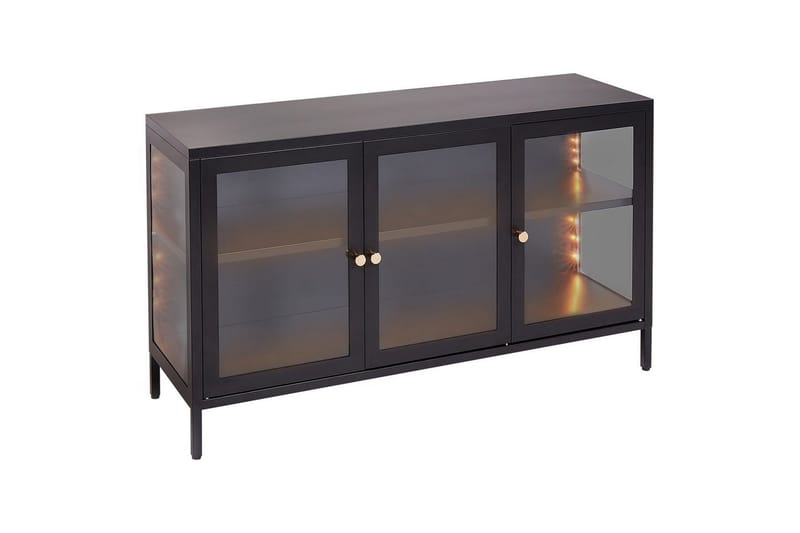 Vitrineskap med LED Newport Svart - Svart - Servering & borddekking - Karaffler og mugger - Glassflaske