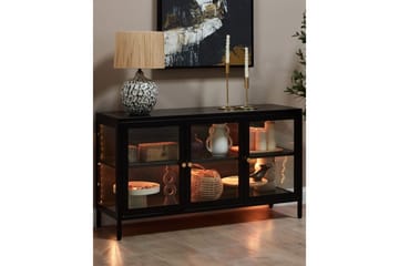 Vitrineskap med LED Newport Svart - Svart - Servering & borddekking - Karaffler og mugger - Glassflaske