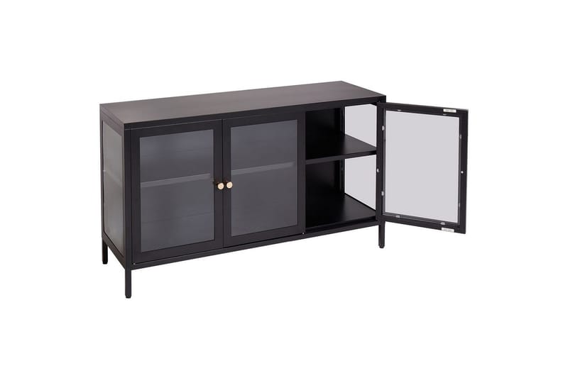 Vitrineskap med LED Newport Svart - Svart - Servering & borddekking - Karaffler og mugger - Glassflaske