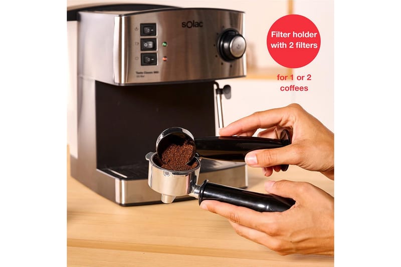 Espressomaskin Solac Taste Classic M80 Inox - Svart||Sølv - Servering & borddekking - Kjøkkenmaskin - Kaffemaskin & kaffetilbehør - Espressomaskiner