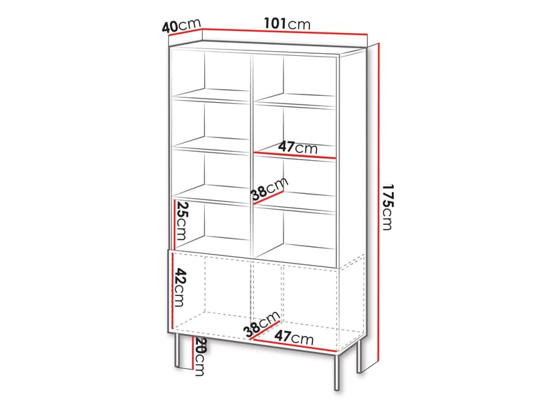 Rynlin Bokhylle 101 cm i Tre - Svart - Oppbevaring - Hylle - Bokhylle