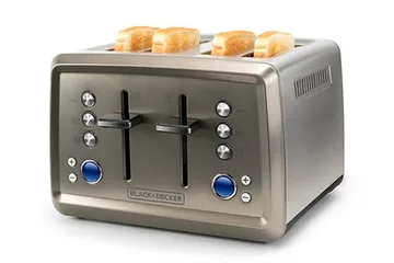 Brødrister Black+Decker 4 spor 1960W børstet stål - Grå - Servering & borddekking - Kjøkkenmaskin - Varme & koke - Brødrister