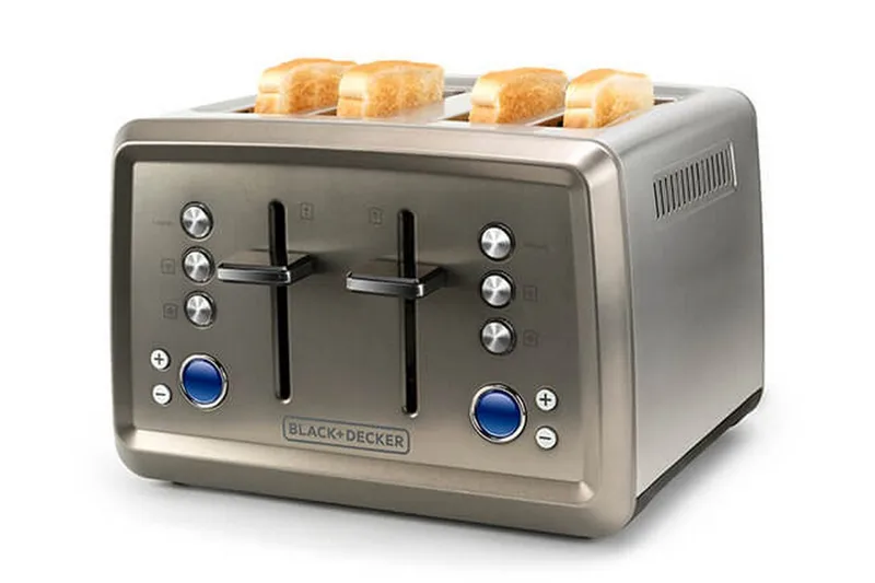 Brødrister Black+Decker 4 spor 1960W børstet stål - Grå - Servering & borddekking - Kjøkkenmaskin - Varme & koke - Brødrister
