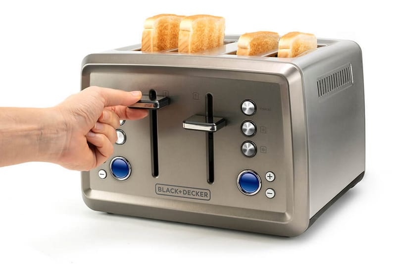 Brødrister Black+Decker 4 spor 1960W børstet stål - Grå - Servering & borddekking - Kjøkkenmaskin - Varme & koke - Brødrister