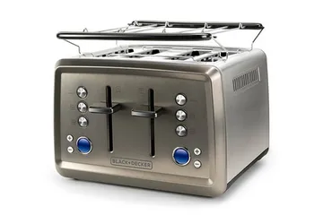 Brødrister Black+Decker 4 spor 1960W børstet stål - Grå - Servering & borddekking - Kjøkkenmaskin - Varme & koke - Brødrister