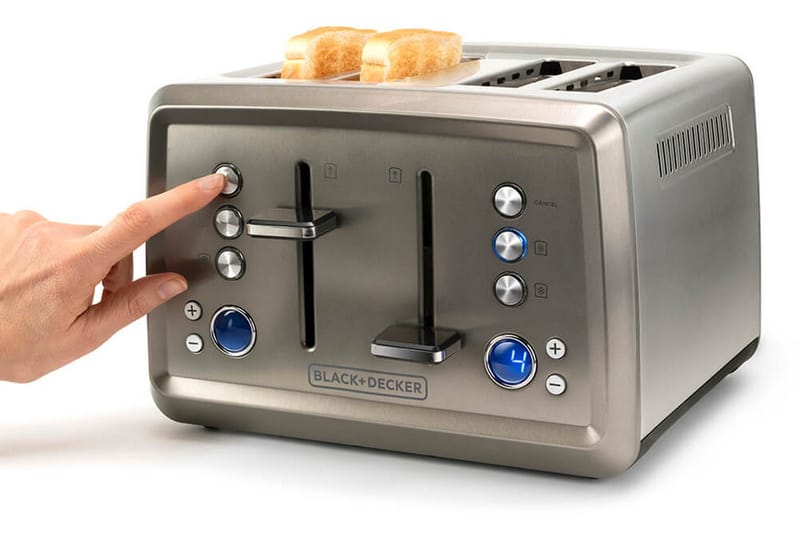 Brødrister Black+Decker 4 spor 1960W børstet stål - Grå - Servering & borddekking - Kjøkkenmaskin - Varme & koke - Brødrister
