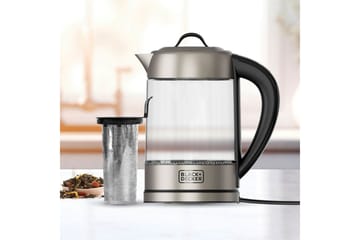 Vannkoker Black+Decker i Glass med Te-filter 1.7L - Sølv - Servering & borddekking - Kjøkkenmaskin - Varme & koke - Vannkoker