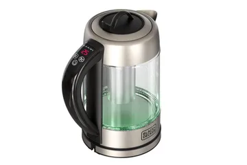Vannkoker Black+Decker i Glass med Te-filter 1.7L - Sølv - Servering & borddekking - Kjøkkenmaskin - Varme & koke - Vannkoker